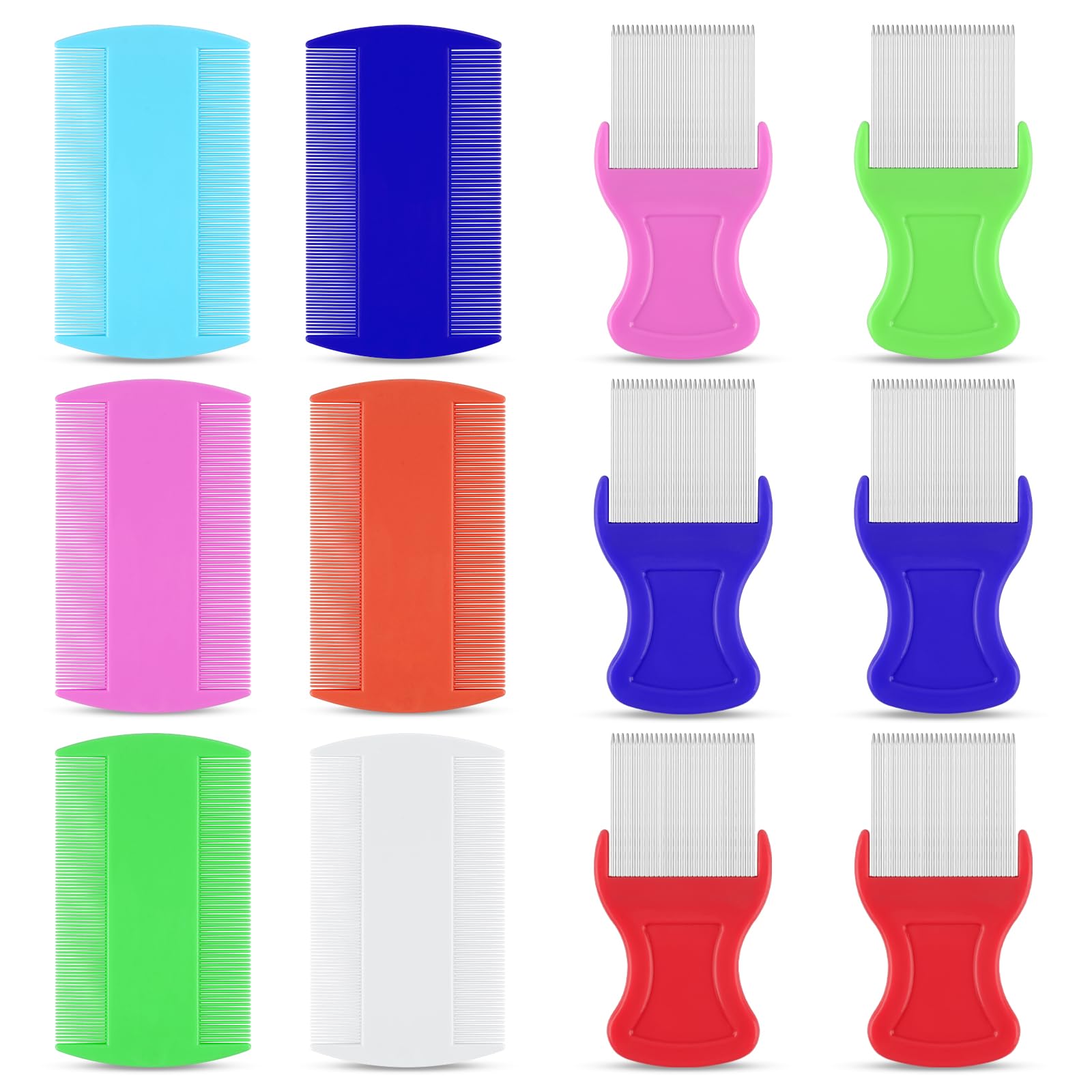 Photo 1 of 12 Pcs Lice Comb, Flea Comb Double Sided Plastic and Metal Nit Combs for Lice Fine Teeth for Dandruff Removal Lice Combs for Kids Adults Pets