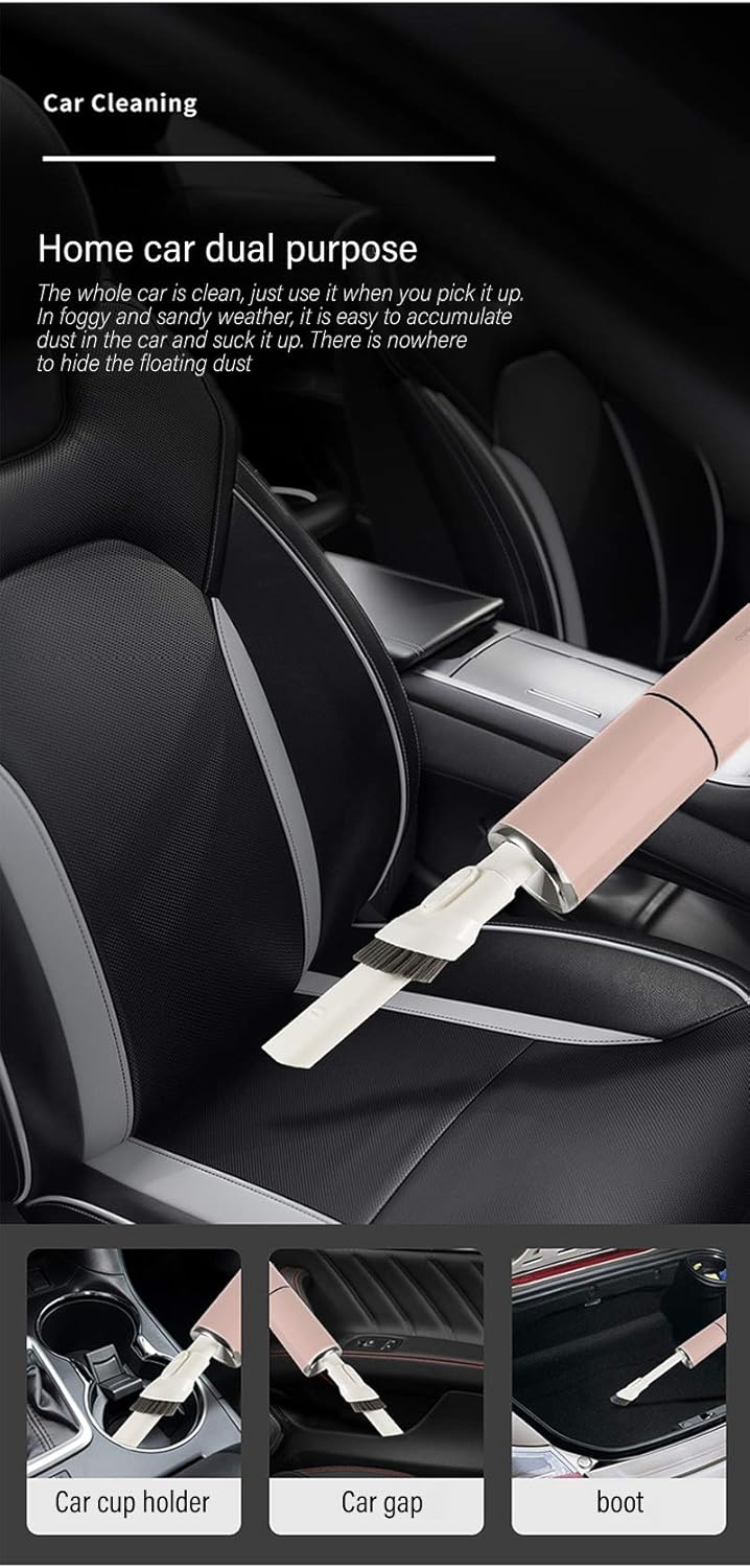 ECO finest Handheld Vacuum Cleaner - Mini Vacuum Cleaner with Strong Suction, Using Lithium ion Battery Charging Fast Charging Technology, Used for Household and car Cleaning (Pink) -