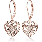 DAOSHANG Sterling Silver Filigree Ball Leverback Dangle Earrings for Women Celtic Flower Dangle Drop Earrings for Women Girl