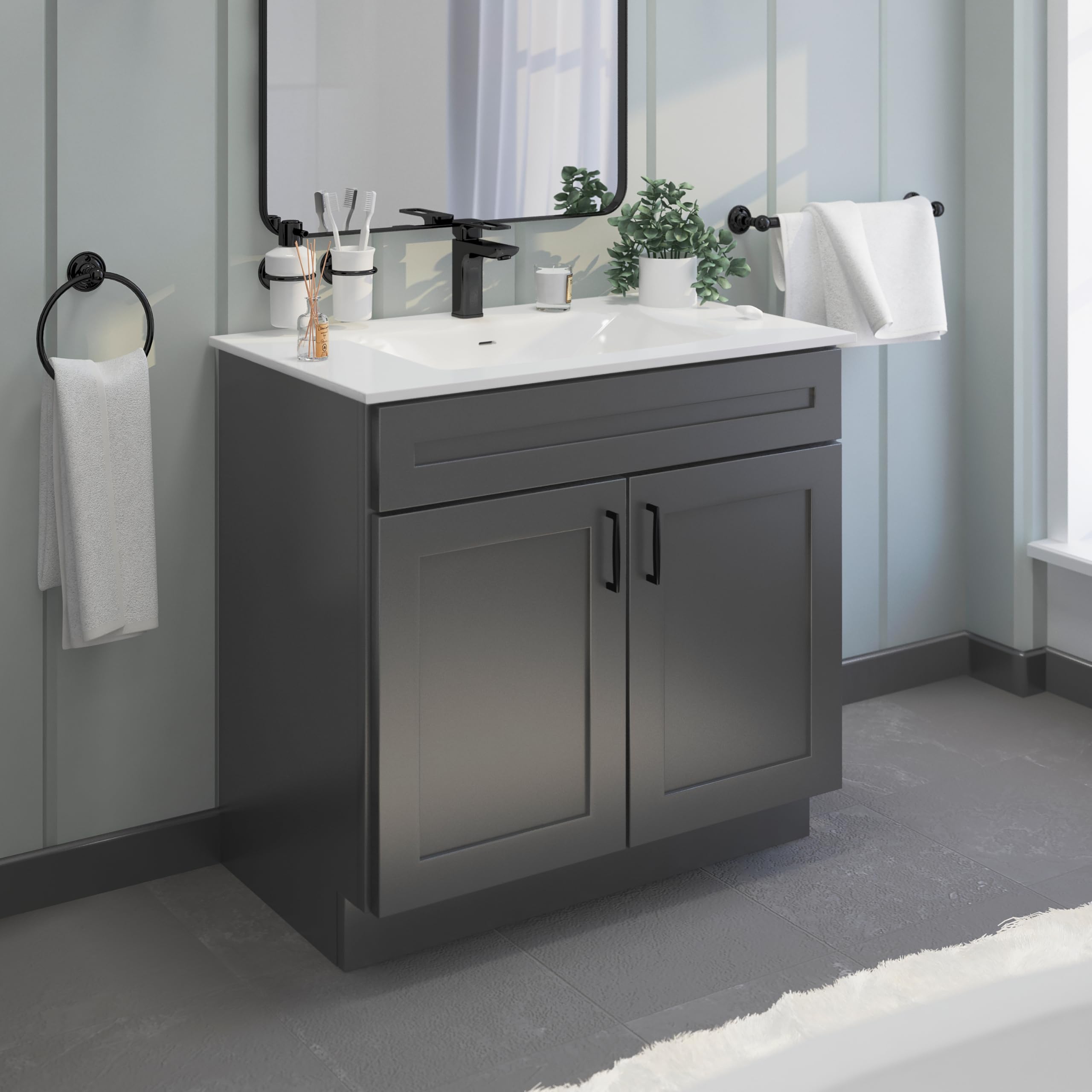 Photo 1 of Grey Shaker Sink Base Bathroom Vanity 24"/30"/36" Width (36" Width)
