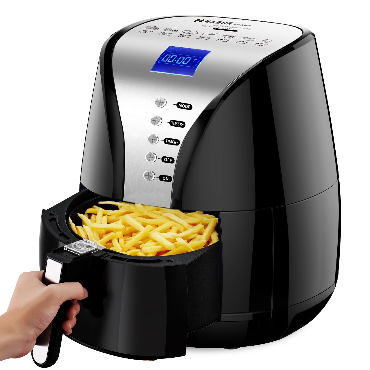 Amazon.de Habor Heißluftfritteuse, Airfryer mit AntihaftKorb große