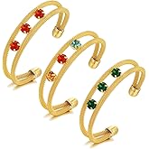 BROCC 3PCS Gold Zircon Cuff Bracelet for Women Adjustable Half Open Cuff Bangle Bracelet Stackable Round Shape Twist Braid Rope Bracelet