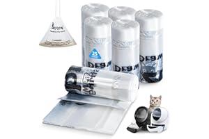 ZUQQONY 150 Count Drawstring Litter Box Liners Compatible with Automatic Litter Box 4 & 3 - Thickened Leak-Proof Cat Litter Waste Bags, Pre-Separated Clear Design (25.8" x 21"), Odor Control Cat Litter Liner
