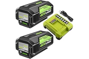 Nyveyoo 2Pack Upgraded 40V 6.0Ah Replacement OP4026 Battery + OP401 Charger for Ryobi 40V Battery and Charger Combo OP40602 OP40501 OP40401 OP4030 Compatible with Ryobi 40 Volt Battery and Power Tools