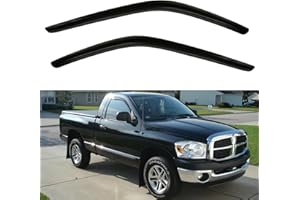 YQAUTEC Window Visors Rain Guards for 2002-2008 Dodge Ram 1500, Window Wind Deflectors Vent Shades for 2003-2009 Ram 2500 3500 Standard Cab