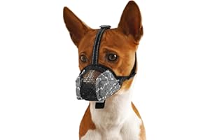 BONTHEE Dog Muzzle,Soft Mesh Muzzle for Small Medium Large Sized Dogs,Breathable Adjustable Puppy Muzzles for Scavenging Grooming Biting Chewing and Licking,Prevent Poisoned Bait Muzzle