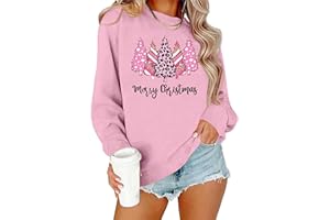 CAZYCHILD Christmas Sweatshirt for Women Merry Christmas Shirt Xmas Tree Long Sleeve Vacation Pullover Christian Tops Beige