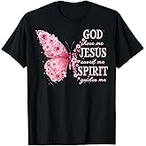 Christian Faith God Chose Me Jesus Saved Me Pink Butterfly T-Shirt