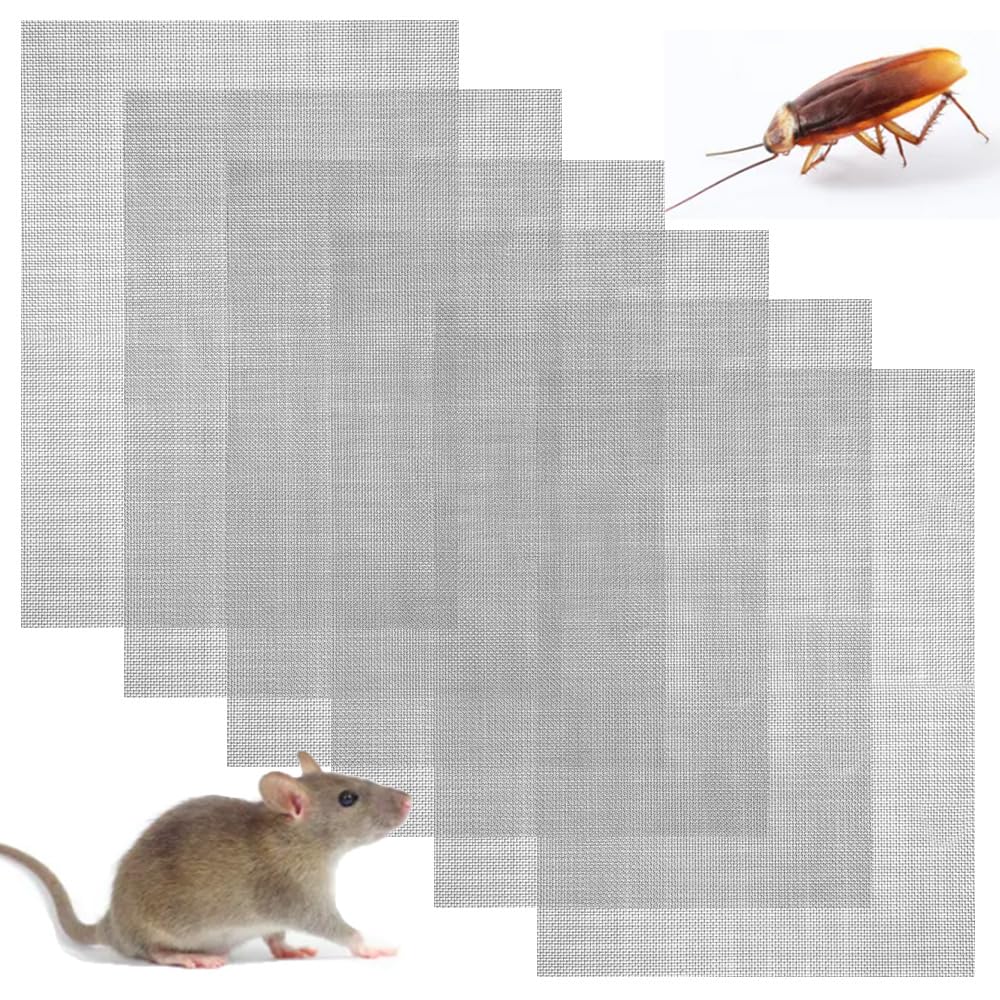 6 Pcs 304 Stainless Steel Wire Mesh Sheets 20 Mesh Rodent Mesh A5 Professional Insect Rodent Control Mesh Pest Proofing for Cover Air Bricks and Air Vents (150x210mm)