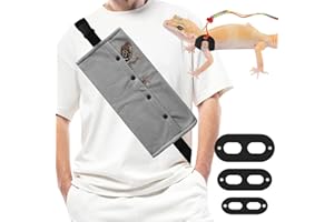 CUXFLS Bearded Dragon Carrier and Leather Leash, Adjustable Harness and Reptile Small Pet Coral Fleece Backpack for Outdoor Travel Walking Rest -Black