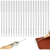 20PCS Leather Sewing Needles, Canvas Leather Sewing Awl Round Hole Needles, Hand Sewing Needles for Shoe Repairing, DIY Handmade(No Handle)