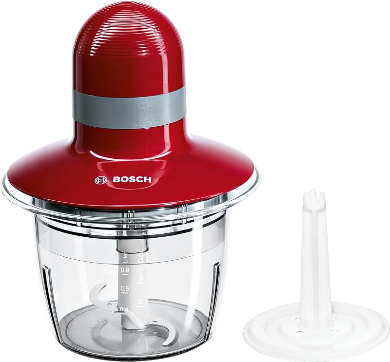 Universalzerkleinerer, elektrirsch, schnell, Klingen aus Edelstahl, 800 ml Behälter, Scheibe zum Sahne schlagen, rot, 400 W, MMR08R2