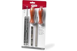 Oregon 5/32 in. Saw Chain Sharpening Kit with File Guide, 2 Wooden Handles, Round File and Flat File, .025 in. D Gauge Tool