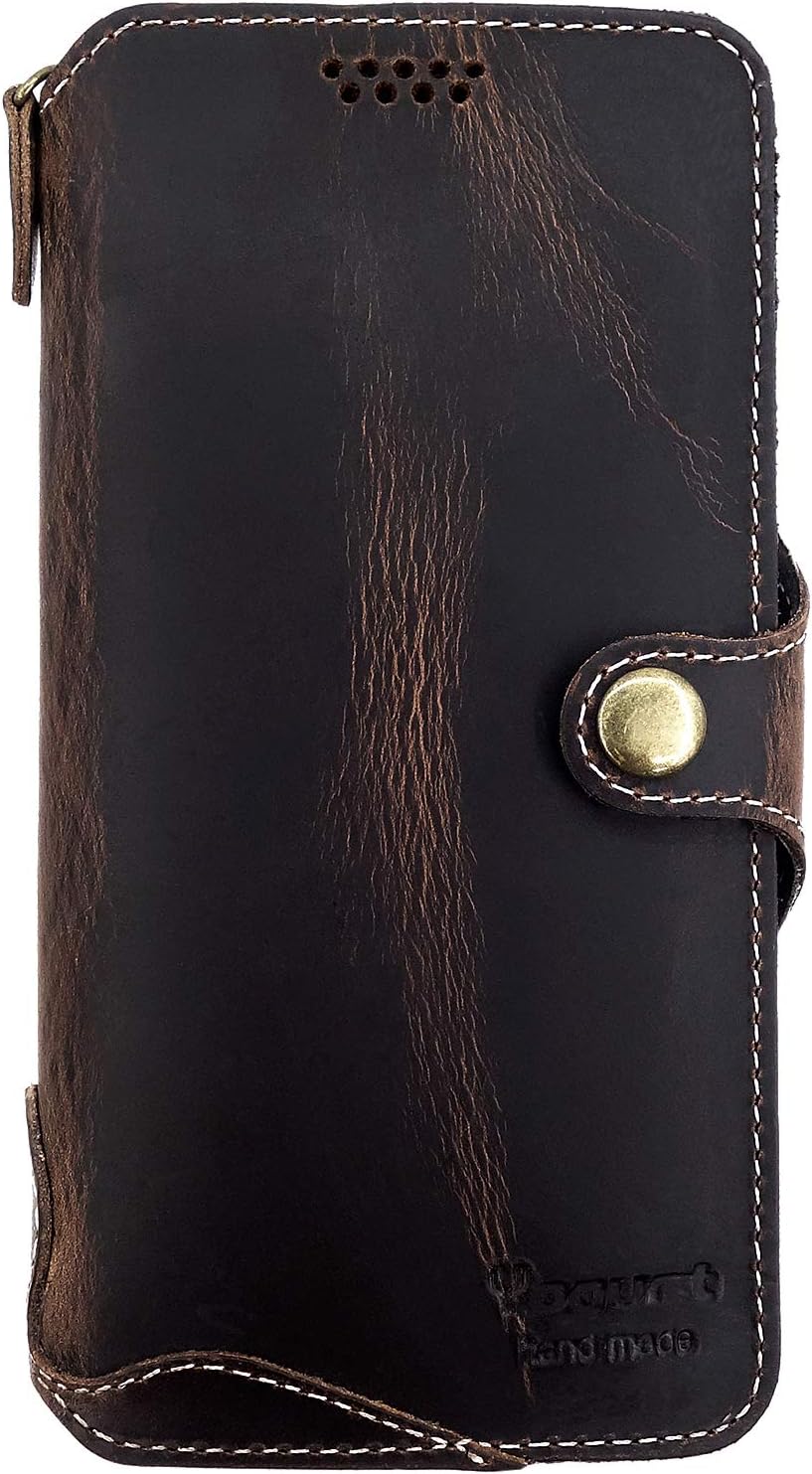 Yogurt for iPhone Xs Max Genuine Leather Wallet Case Cover Handmade Darker
