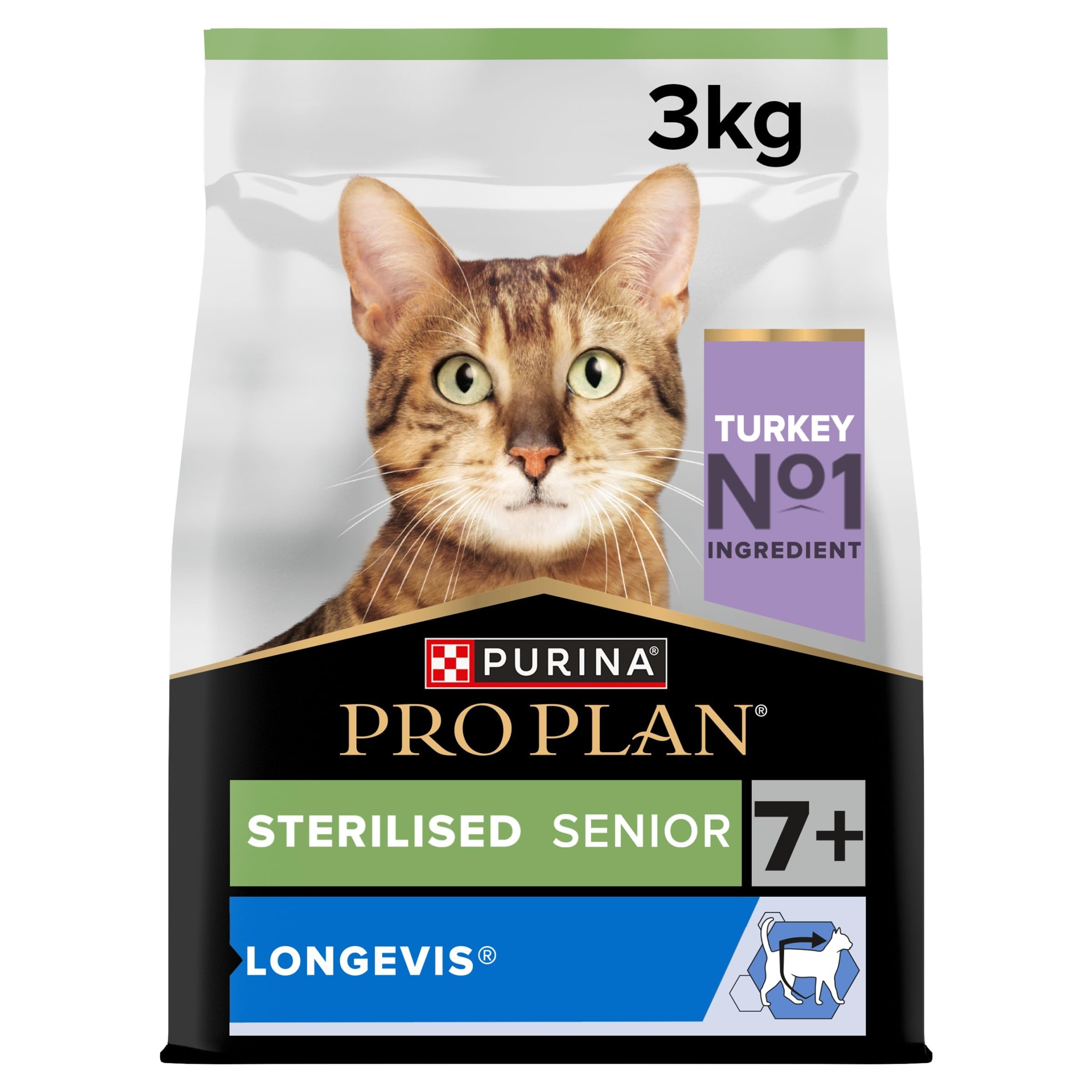 PRO PLAN Senior 7+ Sterilised Longevis Turkey Dry Cat Food 3kg