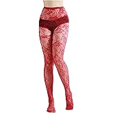 Lace Tights - Red Lace Stockings for Women, Leggings Floral Pantyhose