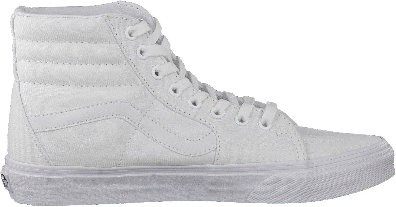  | Vans Men's Sk8-Hi Skate Shoe (12 B(M) US Women / 10.5 D(M) US Men, True White Canvas) | Skateboarding