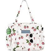 Miss Adola Large Corduroy Tote Bag for Women - Cute Shoulder Reusable Canvas Bags with Zipper Multi-Pocket for School