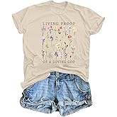 Kelxjia Christian Shirts for Women Boho Floral Graphic Tees God Bible Verse Religious Faith Tshirt Wildflower Inspiration Top