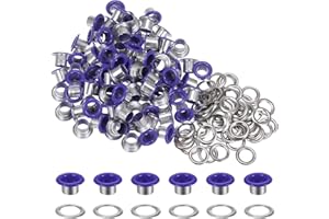 HARFINGTON 100PCS Grommets Eyelets 1/4 Inch (6mm) ID Hole Metal Self Backing Eyelet with Washers for Shoes Leather Bead Cores Canvas Tag, Purple