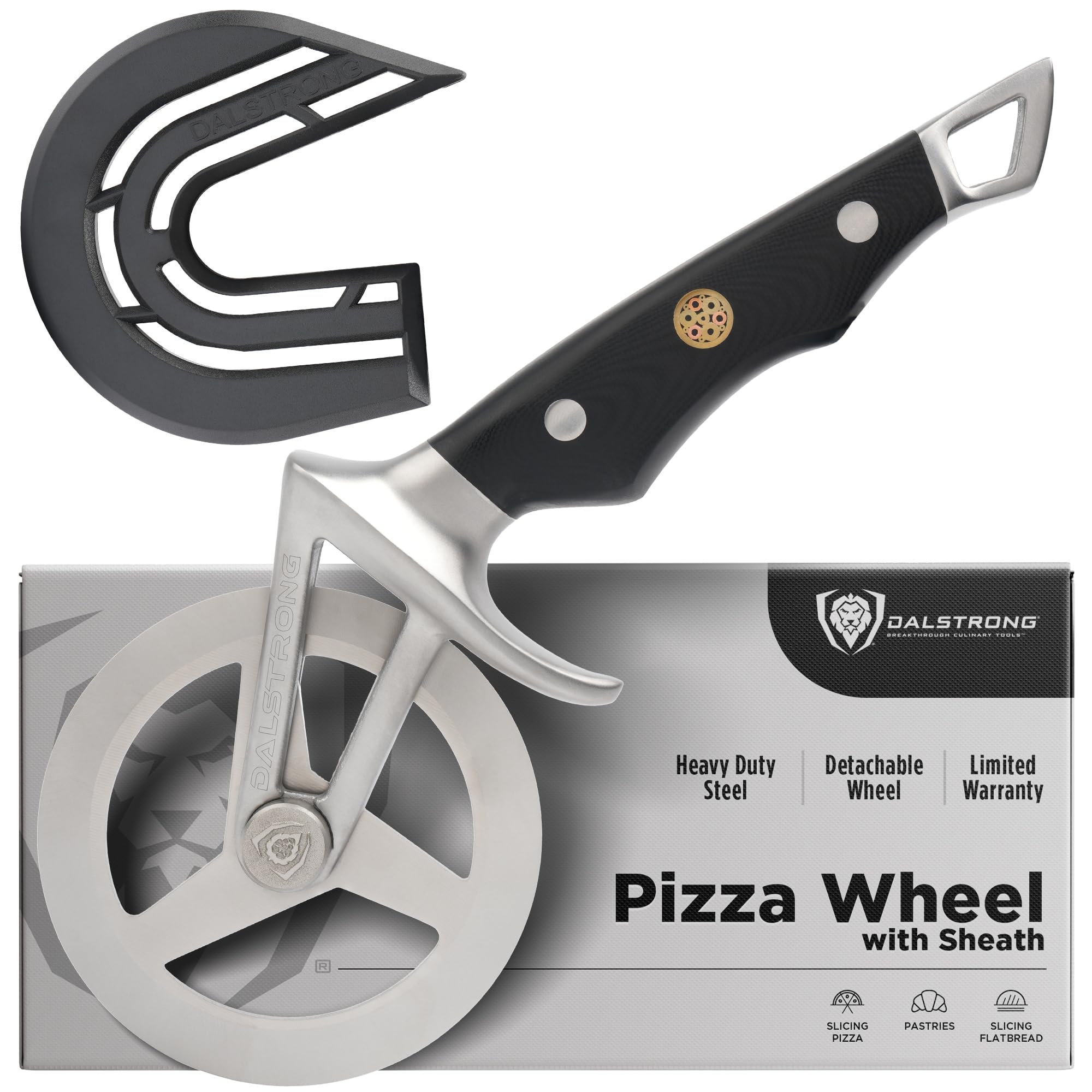 DALSTRONG Pizza Wheel - The Orbit Razor Pizza Wheel & Cutter - High-Carbon Heavy-Duty Stainless Steel - G10 Handle - Razor Sharp - Thumb Guard Protection & Blade Cover
