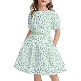 tiny sugar Girls Floral Smocked Waist Dress Church Holiday Playwear Soft Midi Dress with Pockets