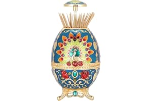 Retractable Toothpick Holder, Peacock Retro Automatic Pop-up Toothpick Case Toothpick Dispensers Kitchen Decorations with Ope