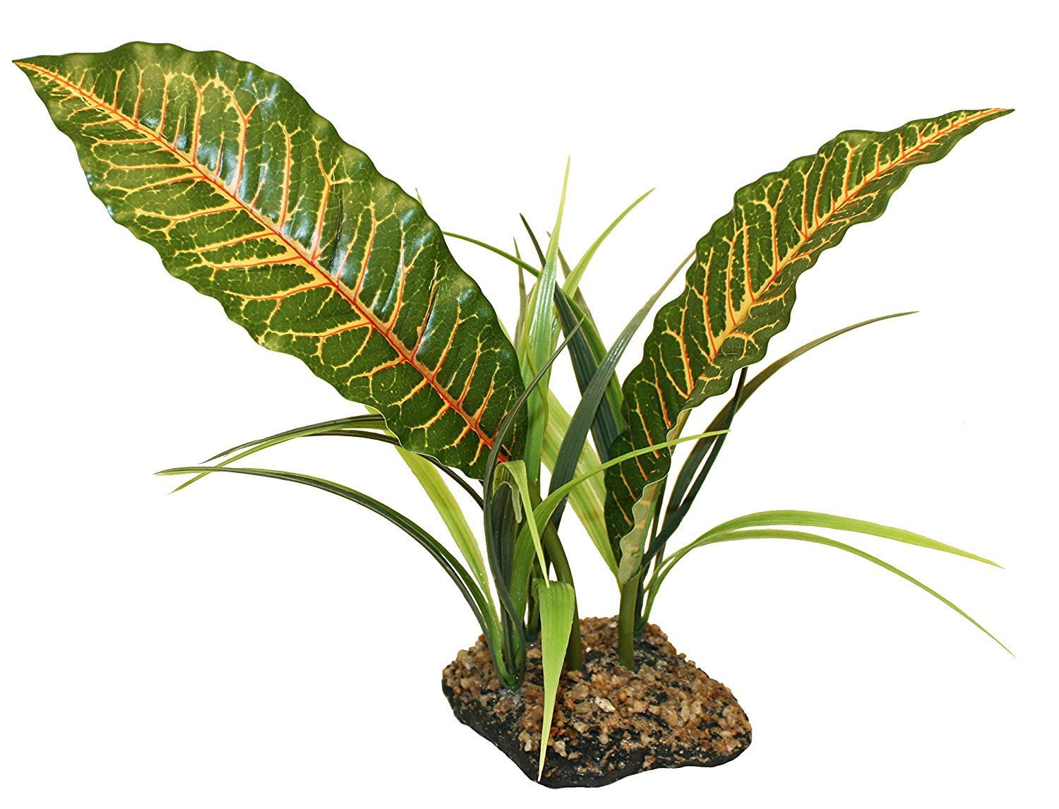 Komodo Green Tropical Canopy with Weighted Base Two Tiered Hygienic Easy Clean Foliage Habitat Hideout for Reptiles