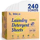 BellaLuce Laundry Detergent Sheets, 240 Loads, Amber Nectar Scent | Plastic-Free Laundry Detergent, Fast-Dissolving, Hypoallergenic Formula Laundry Sheets, Space-Saving for Home, Dorms &amp; Travel