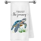 Trenstise Inspirational Sea Turtle Coastal Beach Kitchen Towels, Ocean Bathroom Decor, Nautical Sea Animal Decorative Dish Tea Hand Towels for Kitchen Bathroom, 16x24 Inch haigui