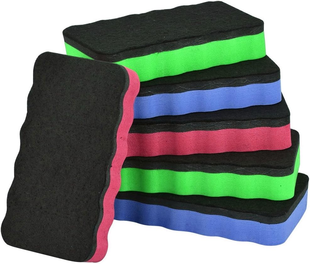 PEIUJIN Drywipe Magnetic Whiteboard Sponge [6-Pack] magnetically Adhesive whiteboard sponges for whiteboards, noticeboards, flip-Charts, Display Cases, Magnetic whiteboard Wiper