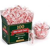 Mini Candy Canes Peppermint 100 Count Individually Wrapped Red &amp; White | Christmas Holiday Treat Stocking Stuffer Gift Basket Party Favor Baking Gift Office Classroom Tree Deco Cocoa Mix Dessert