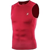 RIKUAOU Compression Shirt Men, Sleeveless Athletic Tank Top Workout Undershirt, Quick Dry Base Layer for Gym Running Training