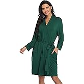 Women's Kimono Robe Short Knit Bathrobe Soft House Sleepwear Lightweight Ladies Loungewear