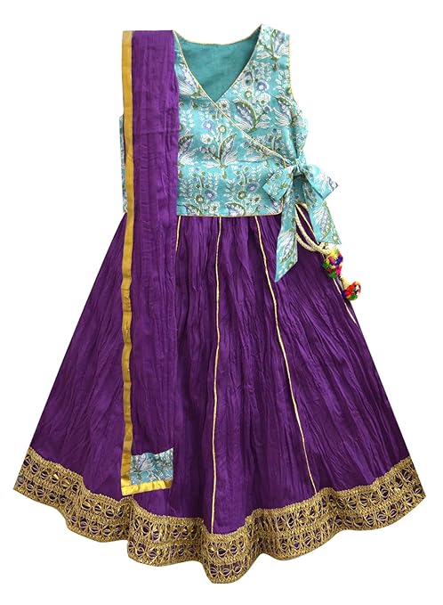 All Things Uber Nice Girl's cotton Lehenga Choli (GLHG KIM SFA_Amethyst_3-4 Years)