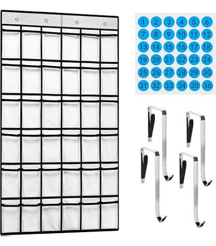 36-Pocket Hanging Organizer Chart - Cell Phone & Calculator Storage For Classroom, Dorm, Office, Home