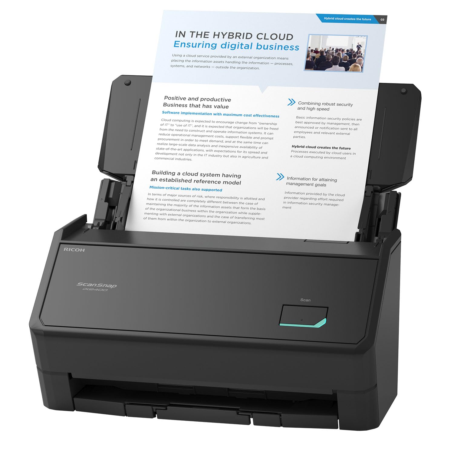 ScanSnap iX2400 High-Speed Simple One-Touch Button Color Document, Photo & Receipt Scanner with 100 Page Auto Document Feeder for Mac or PC, Black Image