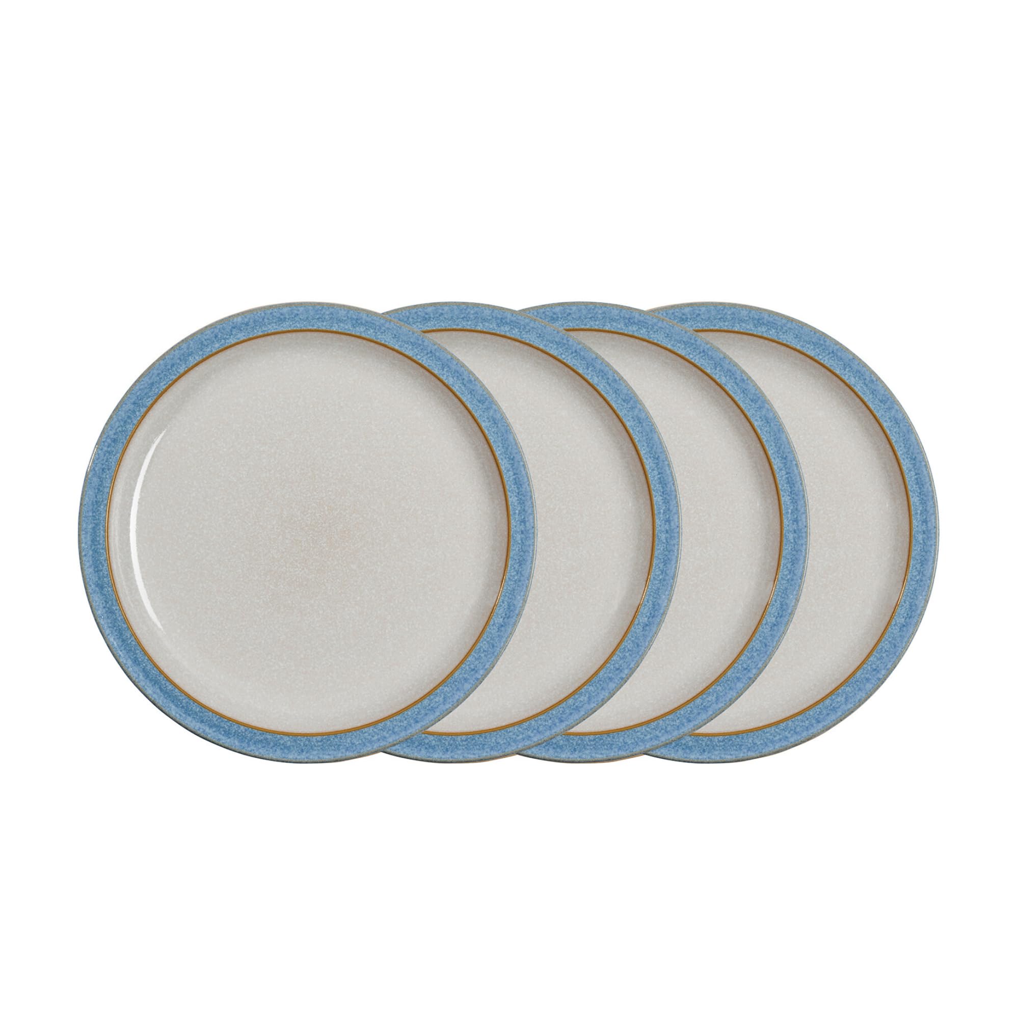 Denby - Elements Blue Dinner Plates Set of 4 - Dishwasher Microwave Safe Crockery 26.5cm - Blue, White Ceramic Stoneware Tableware - Chip & Crack Resistant Large Plates
