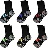 Comfoex Boys Crew Socks For Kids 4-10 Years Old Athletic Long Socks With Cushioned Sole 6 Pairs