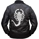 SpazeUp Men's White Drive Jacket Scorpion Ryan Famous Gosling Jacket Ivory Black Reversible Scorpion Satin Bomber Jackets