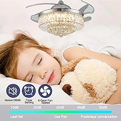 PAFRUMGE 48" Dimmable Fandelier Crystal Ceiling