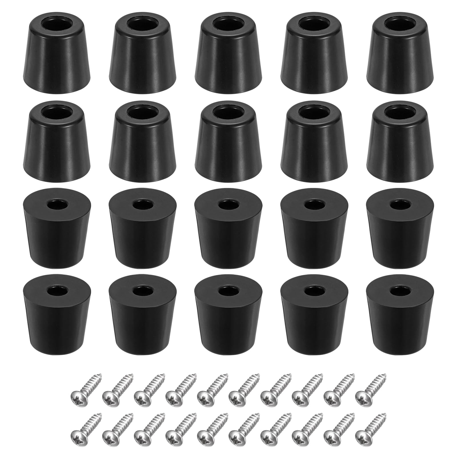 uxcell 100Pcs Rubber Bumper Feet, 17mm H x 19mm W Round Pads with Stainless Steel Washer and Screws for Furniture, Appliances, Electronics