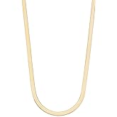 Miabella Italian Solid 925 Sterling Silver, 18Kt Gold Plated 4.5mm Flexible Flat Herringbone Chain Necklace Women, Made in Italy