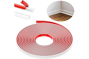 Fixmend 20 Ft Moulding Trim Flexible, TPE Peel and Stick Caulk Strip, Quarter Round Trim Self-Adhesive, Baseboard Trim for Wa
