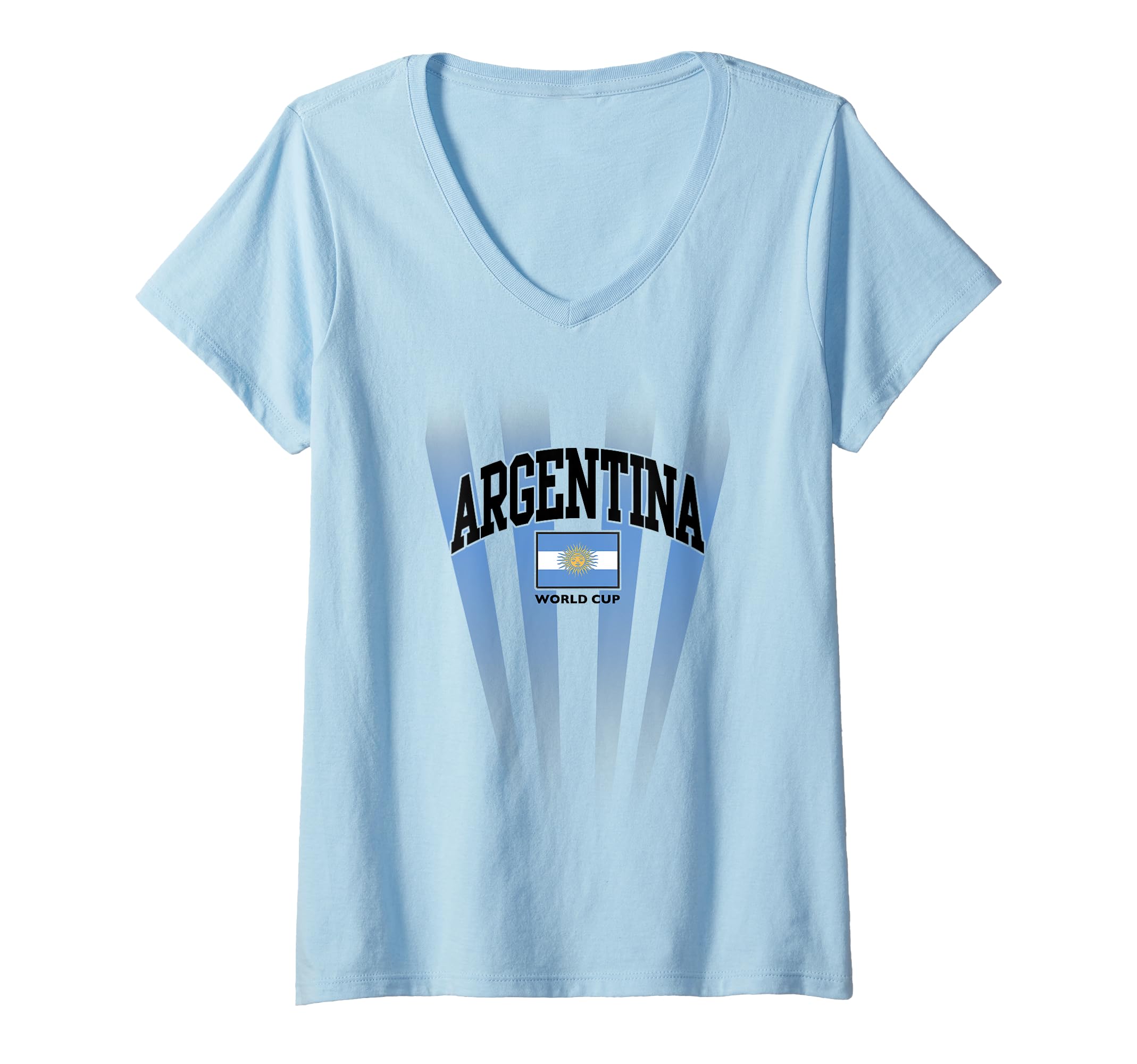 Womens Argentina World Cup Centre Flag Blue White V-Neck T-Shirt