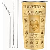 SNUGLYZEN Father-in-Law Gifts 20oz Travel Tumbler, Vintage Newspaper Style, Best Ever Present for Birthday, Christmas & Fathers Day, Retro Coffee Cup