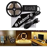 LEDMO LED Light Strip, SMD 2835 Warm White 3000K, Dimmable , Non-Waterproof , DC12V 600LEDs 16.4 Ft LED ribbon,LED Tape Ribbon,Decoration Led Ribbon With Power Supply