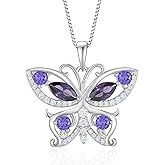 Vesitim Womens Butterfly Necklace Sterling Silver Butterfly Jewelry Birthstone Pendant Necklace