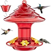 Birdream Hummingbird Feeder for Outdoors Hanging, 20 OZ Humming Birds Feeders with 5 Bee Guard Feeding Ports & Built-in Ant Moat and Brush, Bird Feeder for Outside, Gifts for Women - Solid Red