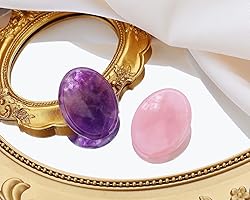 QINJIEJIE 2PCS Worry Stone for Anxiety Amethyst